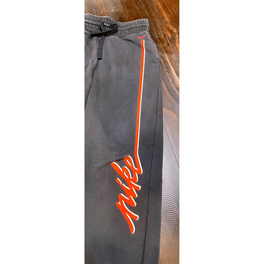 Nike Jogger Sweatpant Womens Medium Black- Pink Dri-FIT Good Script Logo Stripe - Picture 4 of 7